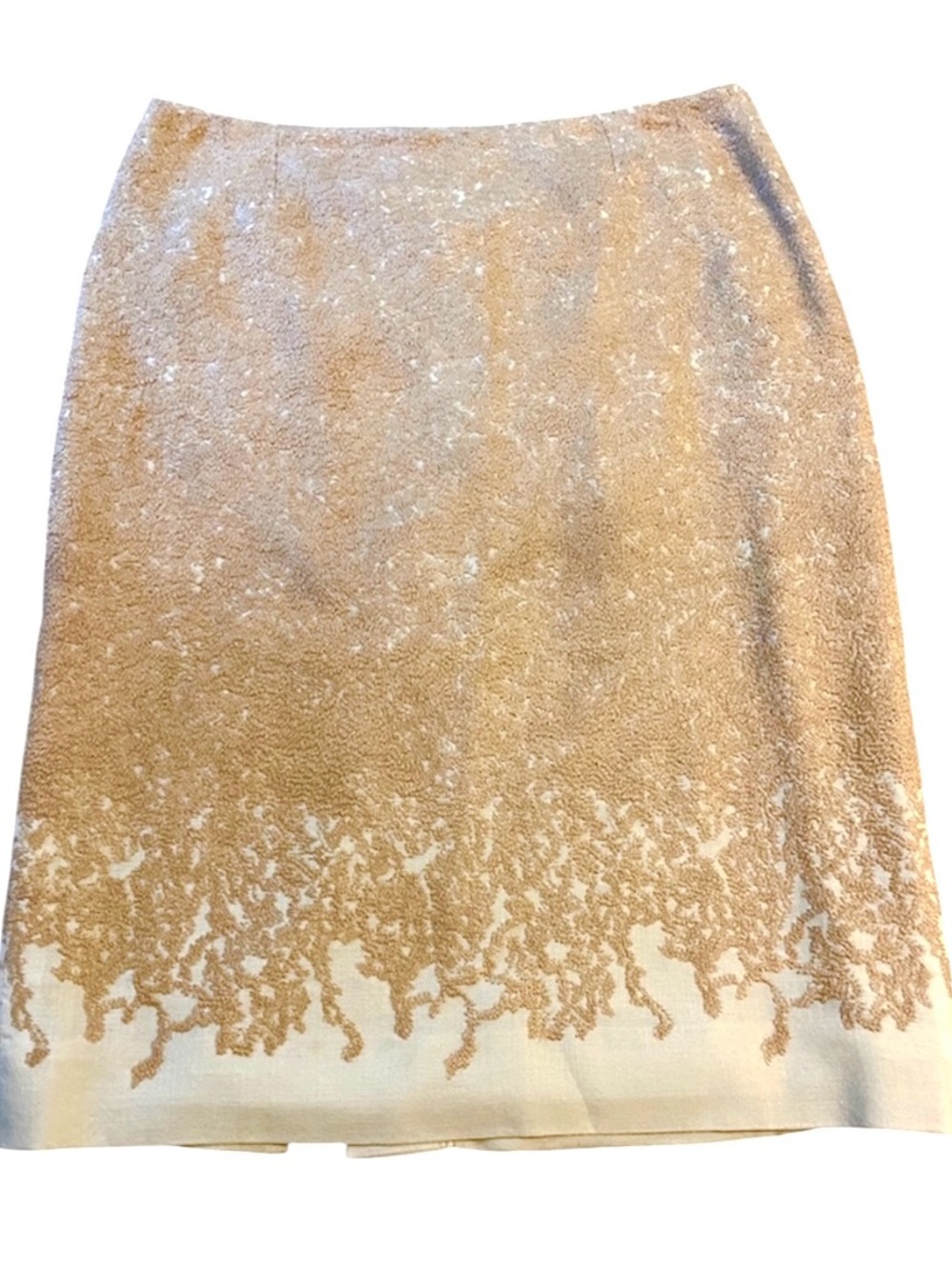 Christian Lacroix Beige & Cream Lace-Effect Embroidered Pencil Skirt